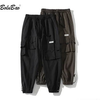BOLUBAO 2023 Уличные Повседневные брюки для мужчин из чистого хлопка, Тонкие брюки с большим карманом, Высококачественный Дизайн, Модные Повседневные брюки для мужчин
