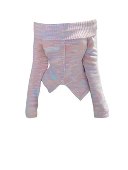 Модные джемперы Kpop Fairycore с вырезом лодочкой, милые шикарные джемперы контрастного цвета в полоску, Женские свитера, Винтажные пуловеры с длинными рукавами