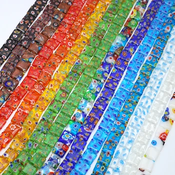 1 нитка, разноцветное стекло с перфорацией в виде ломаного квадрата, Украшения ручной работы, Серьги, ожерелье, Браслет, Аксессуары, подвески