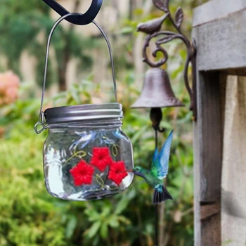1 упаковка кормушки для птиц в каменной банке с отверстиями для подачи цветов Для украшения сада на открытом воздухе