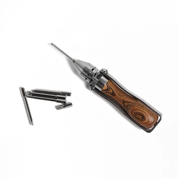 1 ШТ. EDC Инструменты, немецкая ретро Деревянная ручка, храповая отвертка из нержавеющей стали, Многофункциональная полуавтоматическая отвертка рычажного типа