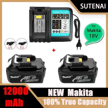 100% Оригинальный Makita 18V 12000mAh Аккумуляторные Электроинструменты Makita Литий-ионная Аккумуляторная батарея Замена LXT BL1860B BL1860 BL1850