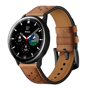 20мм 22мм Кожаный Ремешок для Samsung Galaxy Watch4 Classic 46мм 42мм Ремешки/Galaxy Watch 4 44мм 40мм Ремешок / Galaxy Watch3 45мм 41мм