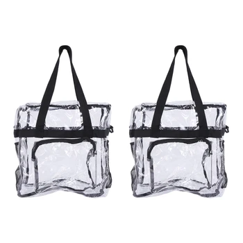 2X прозрачных сумки-тоут для безопасности стадиона, путешествий и спортзала, прозрачная сумка-тоут для спортивных игр и концертов