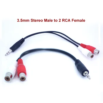 3,5 мм Стерео 3-полюсный разъем Male to 2 RCA Женский разъем RCA Аудио Кабель Конвертер Адаптер J17
