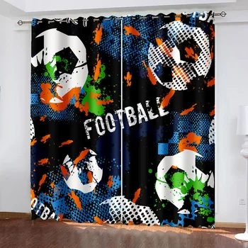 3D-печать футбольных плотные шторы для окна, спальня занавес гостиная декоративная Спорт Футбол текстиль для дома декор