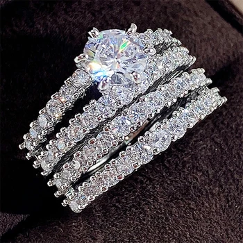 CAOSHI 2 шт./компл. Изящные Обручальные кольца для женщин, яркие аксессуары для пальцев с кубическим цирконием, роскошные украшения для церемонии помолвки