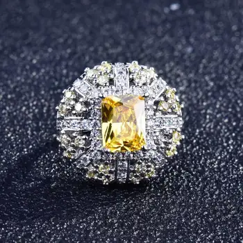 HOYON Лидер продаж, Роскошные ювелирные изделия с бриллиантами высокой моды s925 серебристого цвета, подарок для свадебной вечеринки, Женское кольцо с желтым бриллиантом