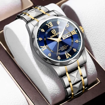 QINGXIYA Модные мужские часы Лучший бренд класса люкс Кварцевые часы из нержавеющей стали для мужчин Водонепроницаемые Светящиеся Дата Неделя Мужские наручные часы