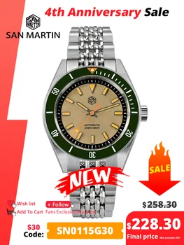 San Martin Лимитированная серия Оригинальный дизайн 39,5 мм Мужские часы Diver NH35 Автоматические механические Оранжевые люминесцентные 20ATM SN0115