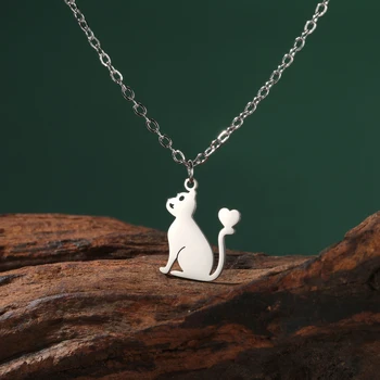 Skyrim Ожерелье с котом из нержавеющей стали, Подарок в виде сердца животного для женщины, мужчины, Ребенка, Ребенка, подвески, цепочки, ювелирные аксессуары