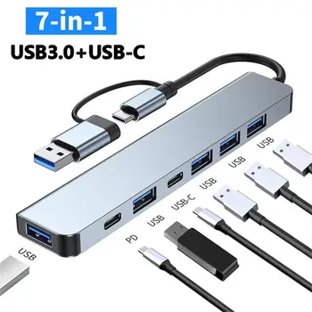 USB C Концентратор Type C С HDM-Совместимой Док-Станцией RJ45 С 5 6 8 11 Портами С PD TF SD AUX Usb-Концентратором 3 0 Разветвителем Для MacBook Air PC HUB