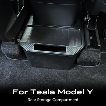 Автомобильный мусорный бак для Tesla Model Y, ящик для хранения под задним сиденьем, TPE, Водонепроницаемое Украшение из мягкого силикагеля, Аксессуары для интерьера