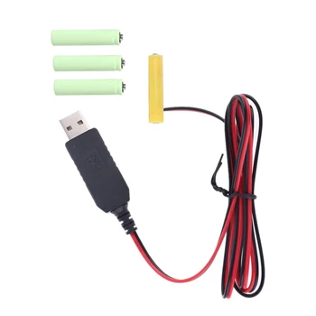Адаптер AAA USB Кабель Питания Шнур Замените 4x1,5 В Батарейки Типа LR03 AAA для Светодиодных Ламп Remote Toy