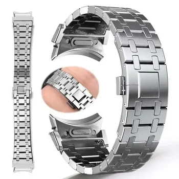 Без Зазоров Быстросъемный Ремешок из Нержавеющей Стали для Samsung Galaxy Watch 6 Classic 43мм 47мм Металлический Ремешок для Часов 5 4 40мм 44мм Браслет