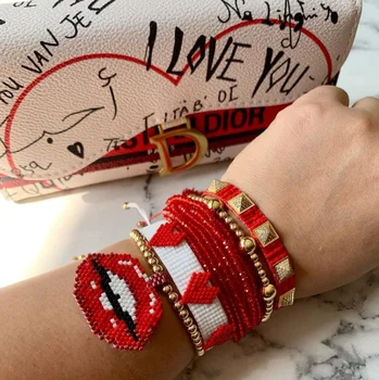 Браслеты Miyuki Мексиканский браслет в виде сердца Подарок подругам на день Святого Валентина Ювелирные изделия из Японского бисера ручной работы