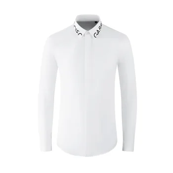 Высококачественная Роскошная Ювелирная вышивка с рисунком Повседневная Мужская Одежда из 100% хлопка С длинным рукавом, Чистые Белые рубашки Good