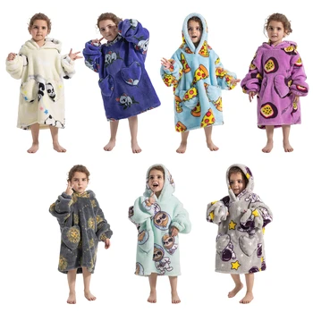 Детское одеяло с капюшоном, фланелевое теплое гигантское одеяло с капюшоном, уютная мягкая толстовка, свитер, одеяло унисекс