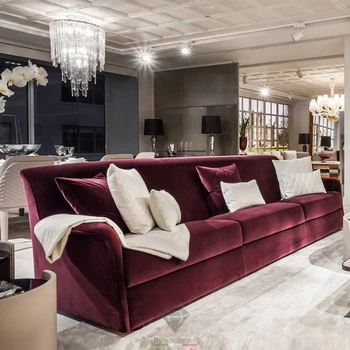 Диван для гостиной, прямой фланелевый диван для нескольких человек, современный минималистичный 321 Диван-комбинация Home Villa