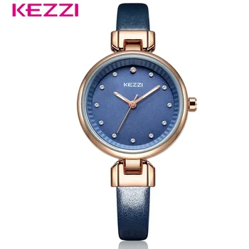 Женские часы KEZZI Кварцевые наручные часы Простой Элегантный стиль Часы с маленьким циферблатом Водонепроницаемые Кожаные часы Montre Femme