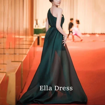 Женское вечернее платье из темно-зеленого тюля Ella на одно плечо 2023, женские платья для особых случаев, платья для выпускного вечера, бальное платье для вечеринки