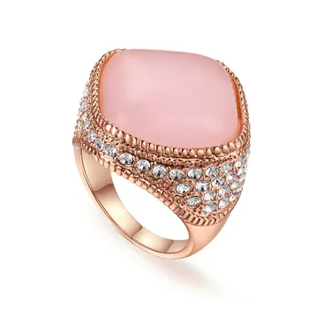 Женское кольцо с покрытием из розового золота, ювелирные изделия с опалом, День Рождения, Свадьба, Помолвка, Юбилей, Юбилейные кольца