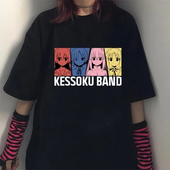 Забавные милые футболки с принтом аниме Bocchi The Rock, футболка Kessoku Band, японская манга, мужская и женская модная свободная футболка