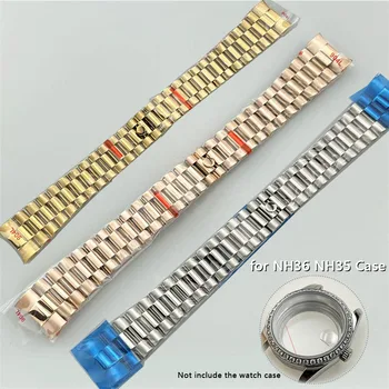 Золотой / серебряный / розовый ремешок для часов для корпуса NH36 NH35, модифицированная деталь, ремешок для часов, замена металлического браслета Для мужчин / Woemen, ремешок для часов