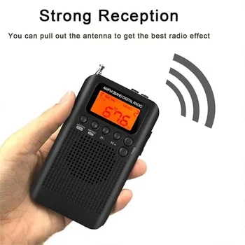 Карманное Am Fm-радио Hrd-104, ЖК-цифровой радиочастотный дисплей, перезаряжаемое мини-стереоприемное устройство с динамиком, портативное