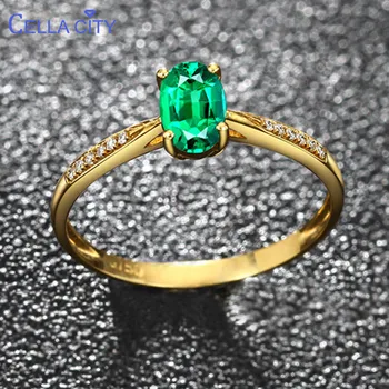 Кольцо из серебра Cellacity 925 пробы с зеленым овальным изумрудом, драгоценный камень золотого цвета, серебряные украшения, открой, отрегулируй размер, подарок для женщины на вечеринку