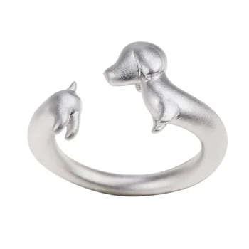 Кольцо с таксой серебристого цвета для женской публики, дизайнерское кольцо высокого класса, Милое Матовое Простое Универсальное кольцо для любителей домашних животных, подарки
