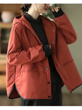 Корейская модная женская зимняя парка, винтажная хлопковая куртка, повседневная толстая теплая хлопковая куртка с капюшоном для женщин, зимняя одежда для женщин