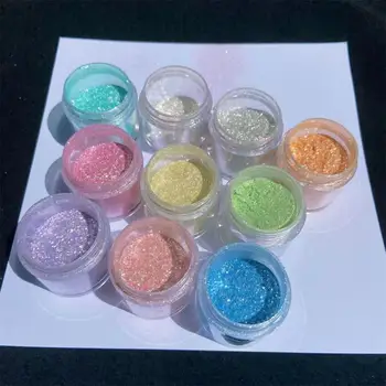 Круглая коробка с блестками, многоцветная, прочная, стойкий блеск, Легко окрашиваемый блеск для ногтей, Aurora Glitter, 1 упаковка, пудра, 5 г