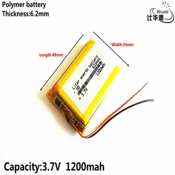 Литровый энергетический аккумулятор хорошего качества 3,7 В, 1200 мАч 623448 Полимерный литий-ионный аккумулятор для планшетных ПК, GPS, mp3, mp4