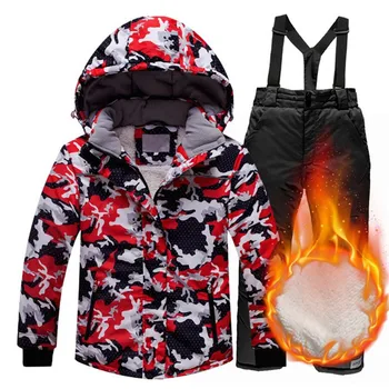 Лыжный костюм для детей, зимний Ветрозащитный Водонепроницаемый зимний костюм для катания на лыжах и сноуборде для девочек и мальчиков, куртка, брюки, детская одежда