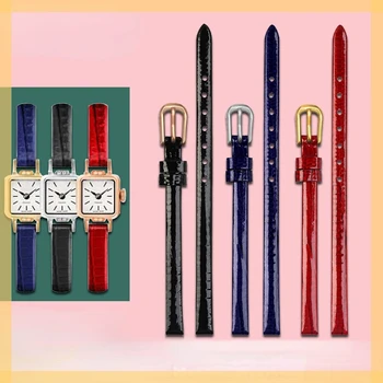 мини-ремешок для часов 6 мм высококачественный браслет из натуральной кожи женский модный ремешок для часов наручные часы красного синего черного цвета маленький ремешок