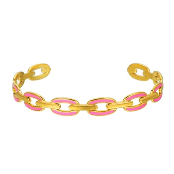 Модный Многоцветный браслет с эмалью в стиле бохо для женщин из нержавеющей стали золотого цвета с открытой манжетой, браслет для вечеринок, ювелирный подарок