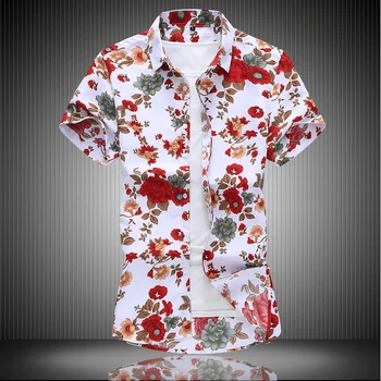 Модный Цветочный Дизайн, Повседневные Рубашки С Коротким Рукавом, Мужская Гавайская Блузка 2023, Летняя Одежда Плюс Размер OverSize 5XL 6XL 7XL