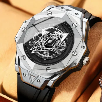 Мужские водонепроницаемые кварцевые наручные часы, хронограф, светящиеся, силикагель, роскошные, повседневные часы, высокое качество, 2024