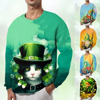 Мужской модный повседневный пуловер с капюшоном и 3D принтом, свитер, флисовая толстовка с капюшоном