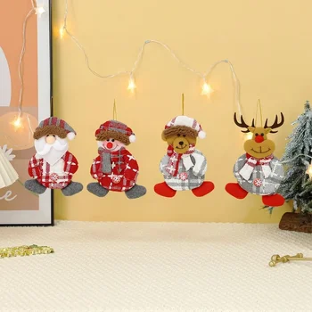Новый Рождественский колокольчик, подвеска, Санта Клаус, снеговик, палевый цвет, тканевые украшения, подвеска на Рождественскую елку