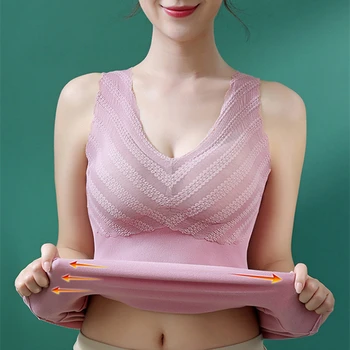 Осенне-зимний немецкий бархатный терможилет для женщин с прокладками для груди, бесшовное термобелье большого размера для женщин