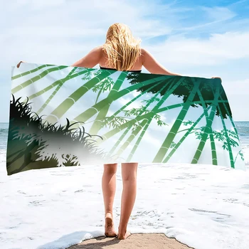 Пляжное полотенце без песка с бамбуковым принтом, женское Летнее Быстросохнущее пляжное полотенце, мужское Легкое пляжное полотенце из микрофибры для путешествий
