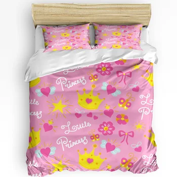Пододеяльник Crown Princess Flower Love, комплект постельного белья, домашний текстиль, пододеяльник, наволочки, комплект постельного белья для спальни с двуспальной кроватью, без простыни