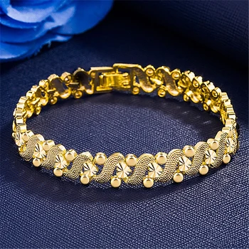 Позолоченные браслеты Дубайского золотого цвета Браслет Love Heart Браслет Femme Charm Женская Бижутерия Подарок на День Святого Валентина для Женщин