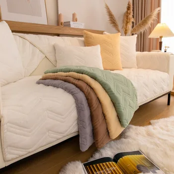 Простая осенне-зимняя мягкая диванная подушка, плюшевый чехол для диванной подушки, полотенце, современная простая нескользящая зимняя теплая диванная подушка