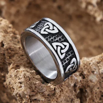 Простое кольцо с Кельтским узлом из нержавеющей стали Для мужчин и женщин, Ретро Скандинавское Кольцо с амулетом Викинга Одина, Ювелирные изделия Оптом
