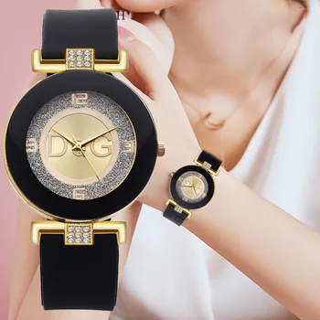 Простые черно-белые кварцевые часы женские Минималистичный дизайн Силиконовый ремешок Наручные часы люксового бренда с большим циферблатом Модные Креативные часы