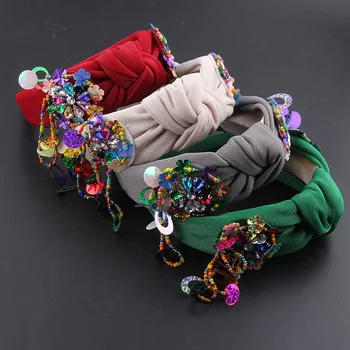 Роскошная повязка на голову с цветочным узором в стиле барокко, красочные Аксессуары для волос Для модной женской вечеринки, Свадьбы 446