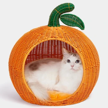 Ручное ткачество кошка гнездо нетоксичный без запаха безвредности для домашних животных товары для мягкой PP хлопок доме оранжевый молдинг мебели